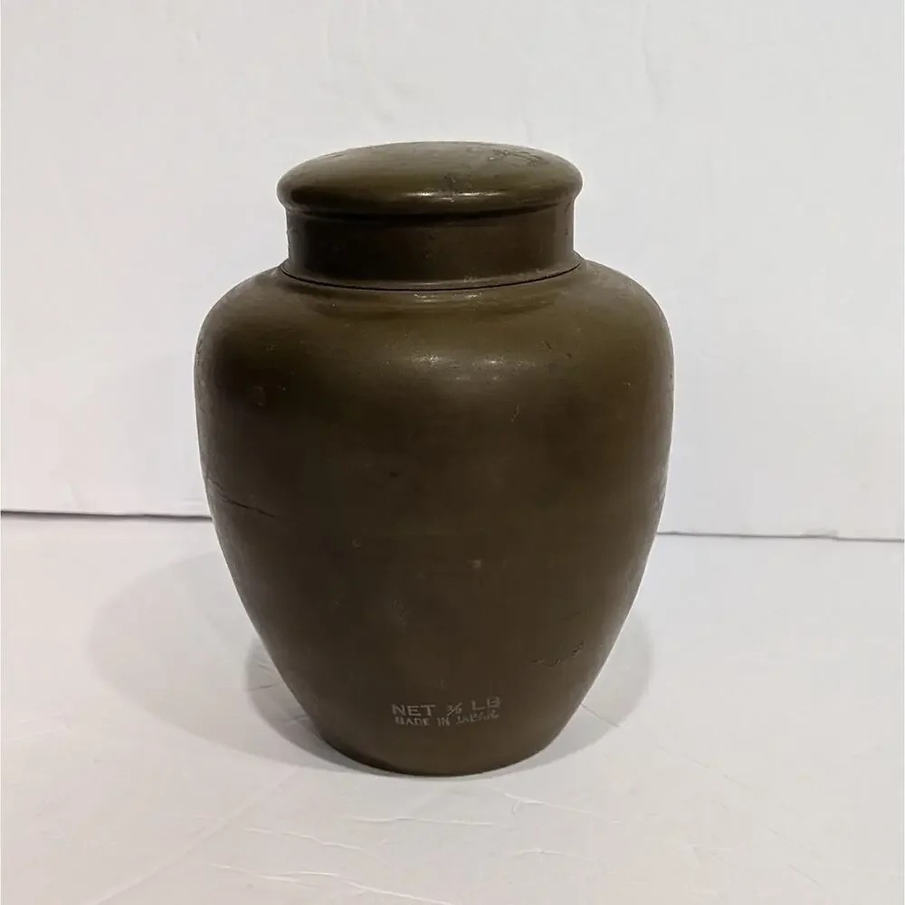 Vintage Japanese Mixed Metal Tea Caddy Jar Arakawa Seisakusho Patinated